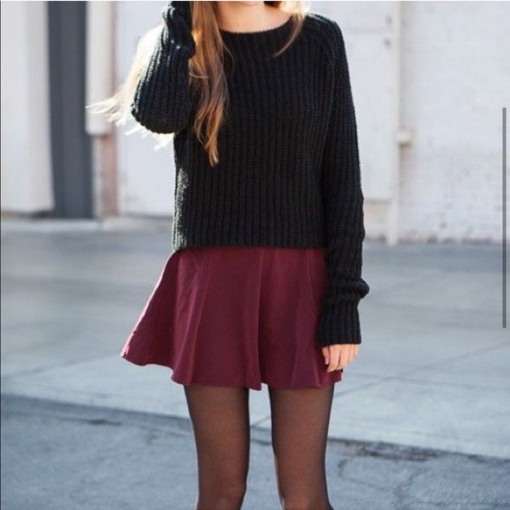 Brandy Melville Velour Skirt in Wine